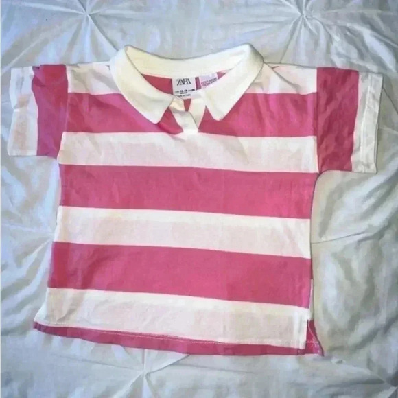 Zara Other - ZARA Toddler unisex pink & cream striped shirt  SIZE 12-18 Months